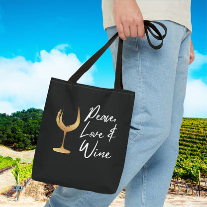 Peace Love Wine Tote Bag