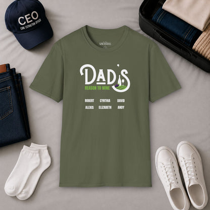 Dad's Reason To Wine Personalized Crew Neck T-Shirt