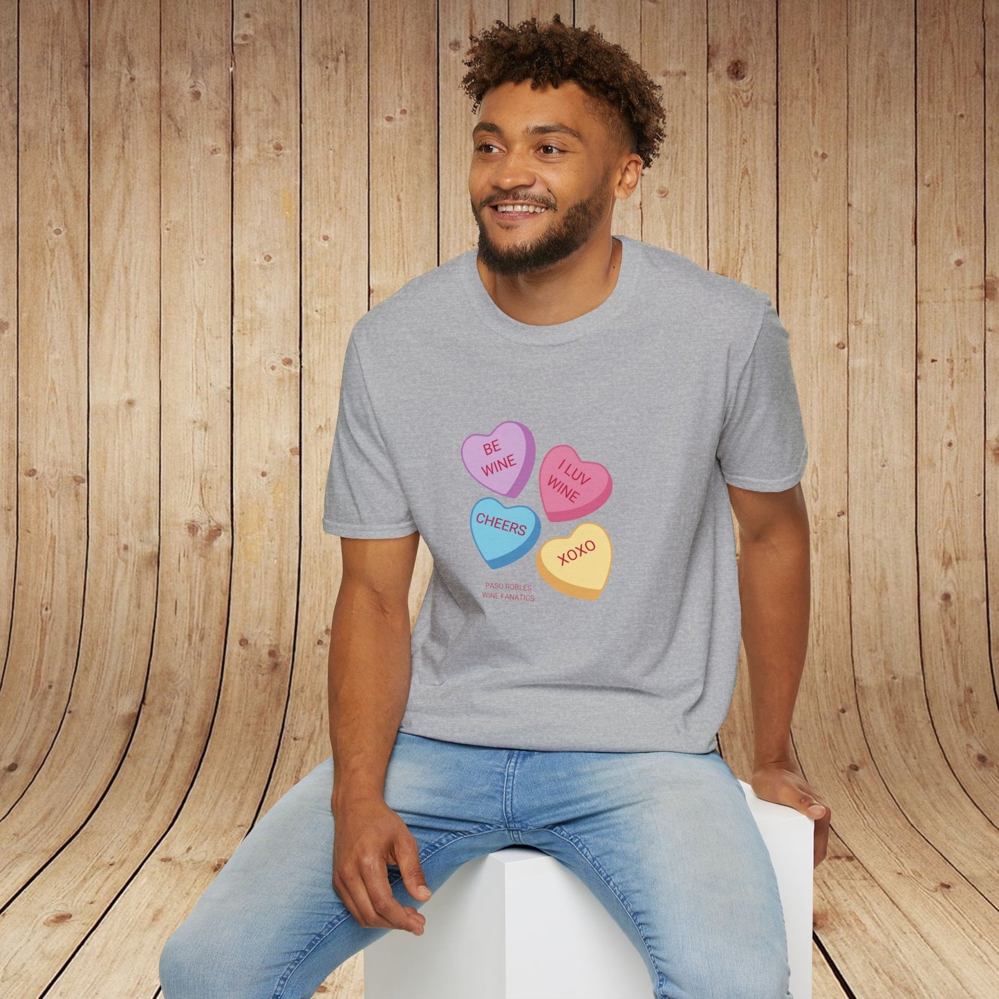 Wine Conversation Hearts Unisex Softstyle T-Shirt