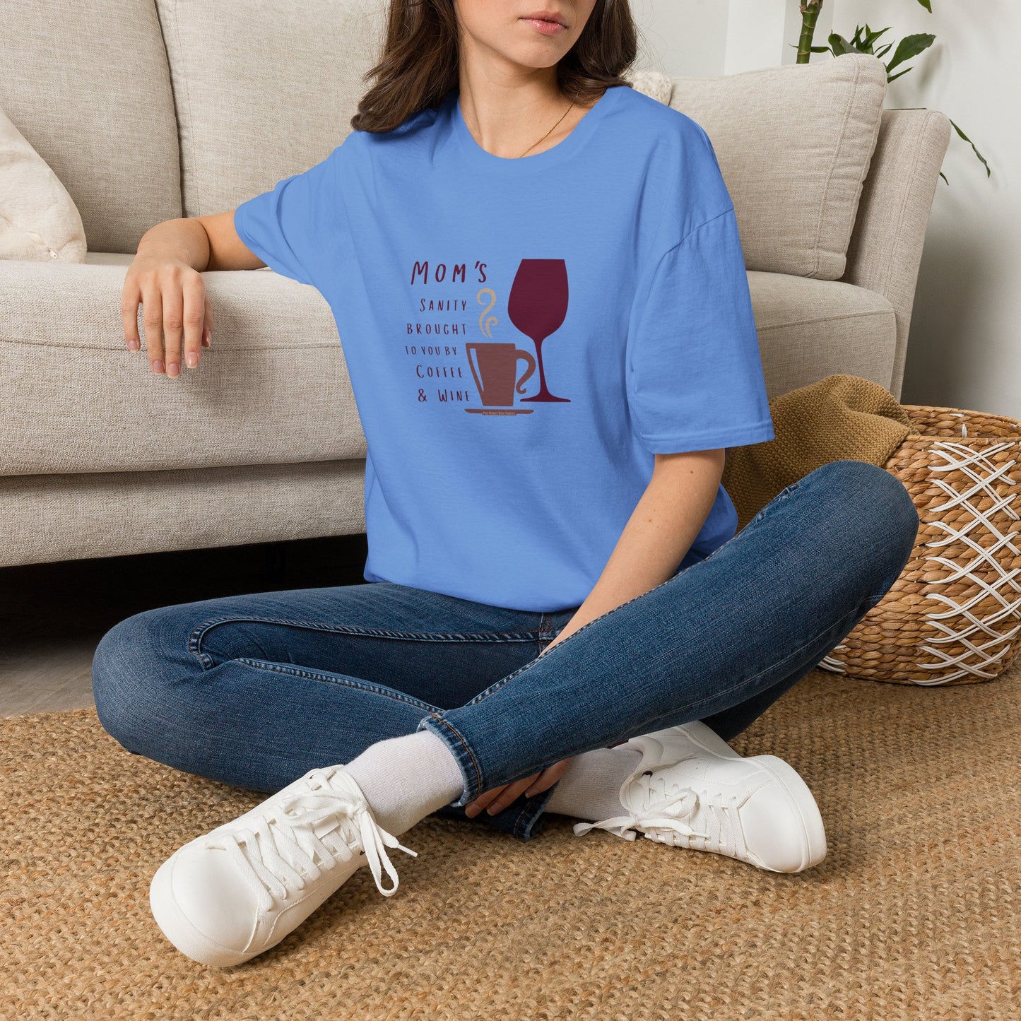 Mom's sanity brought to you by Coffee & Wine Crewneck Tee