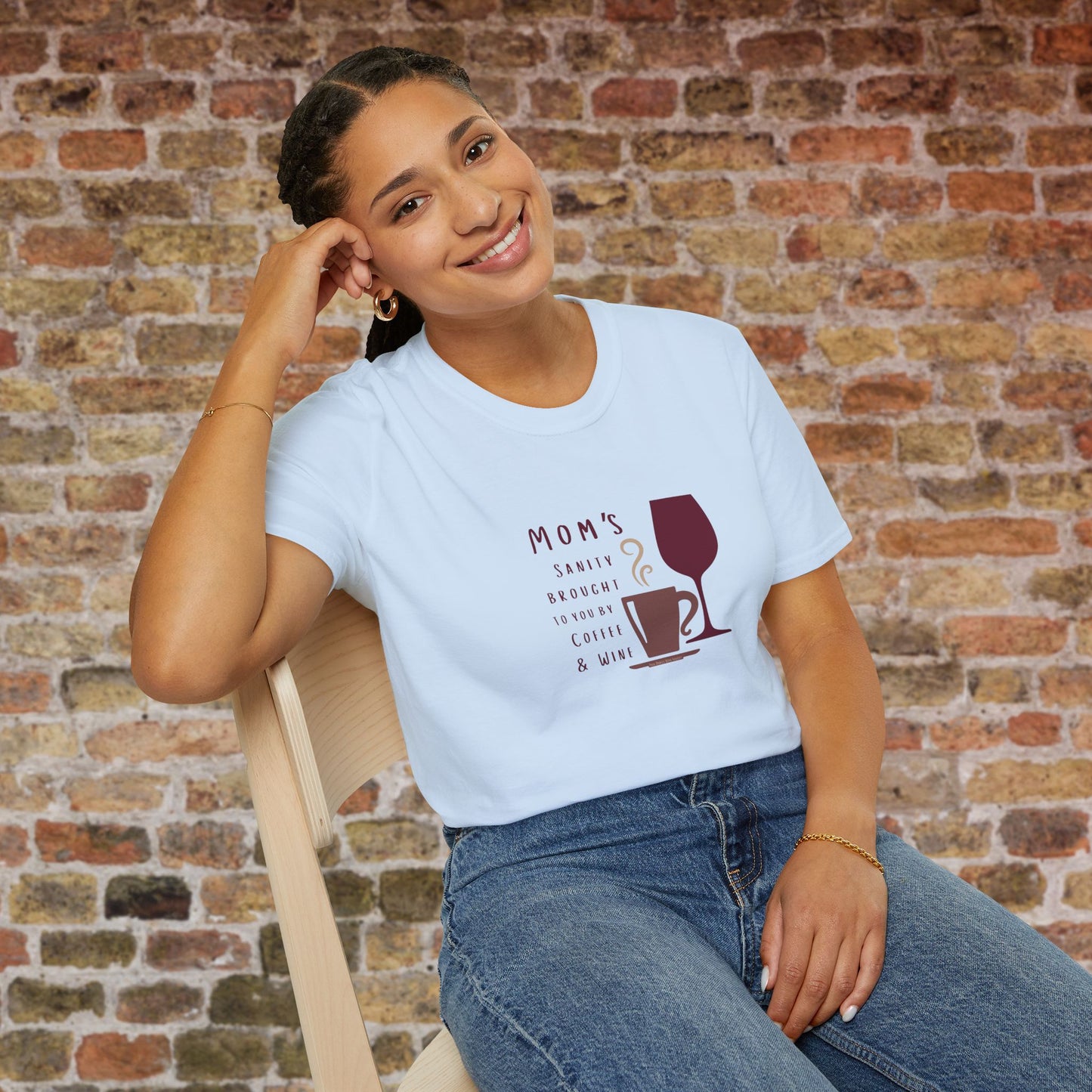 Mom's sanity brought to you by Coffee & Wine Crewneck Tee