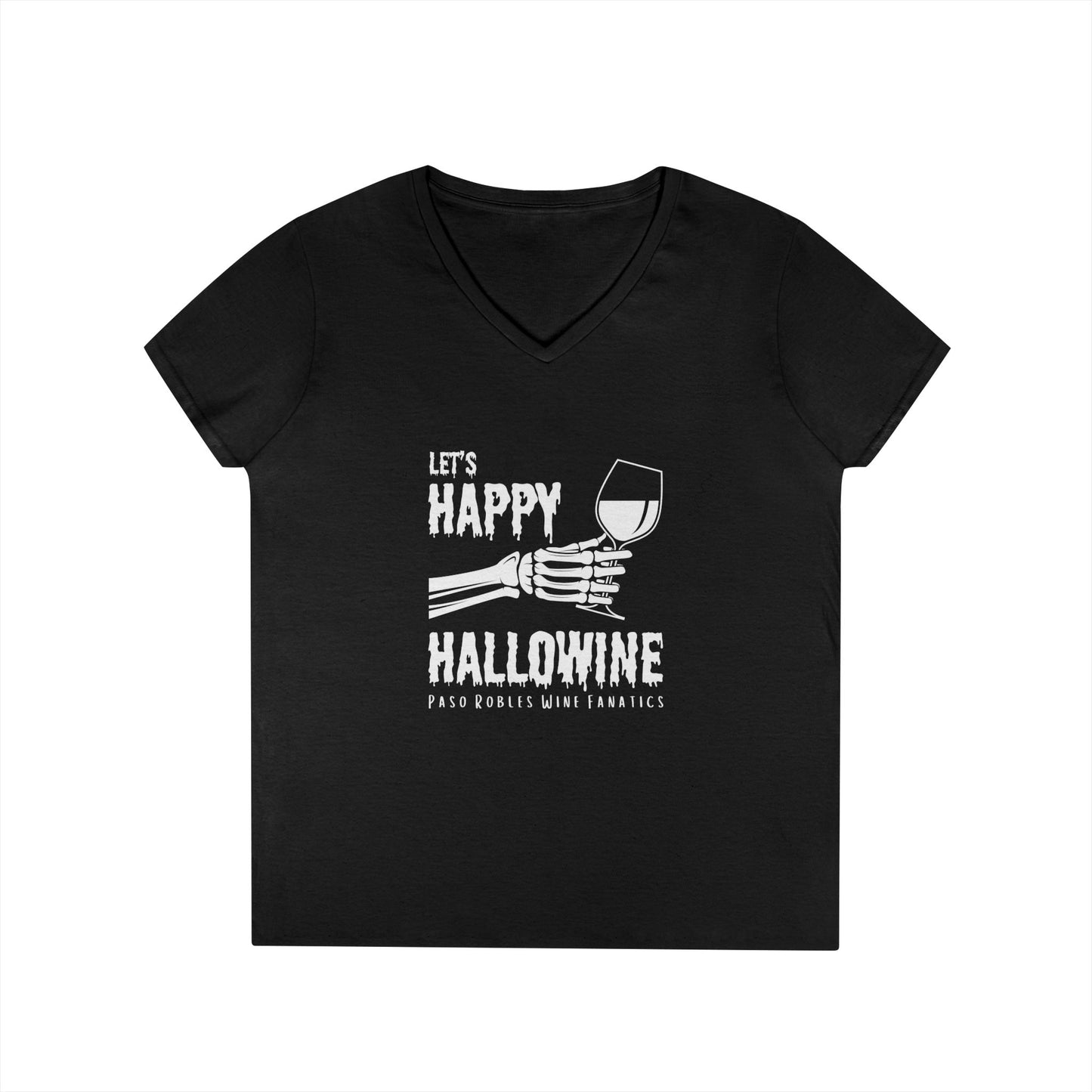 Let's Happy Hallowine Ladies V-Neck Tee