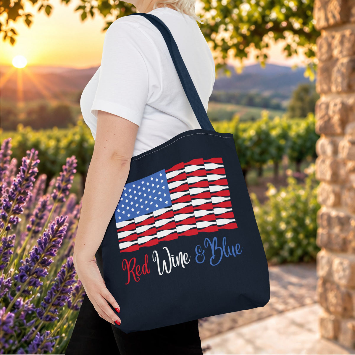 Red Wine & Blue Independence Day Personalized Tote Bag