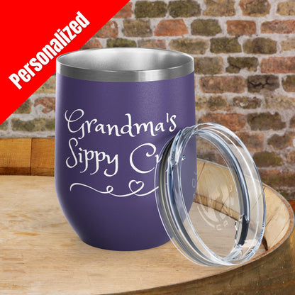 Grandma's Sippy Cup Personalized 12 oz Wine Tumbler