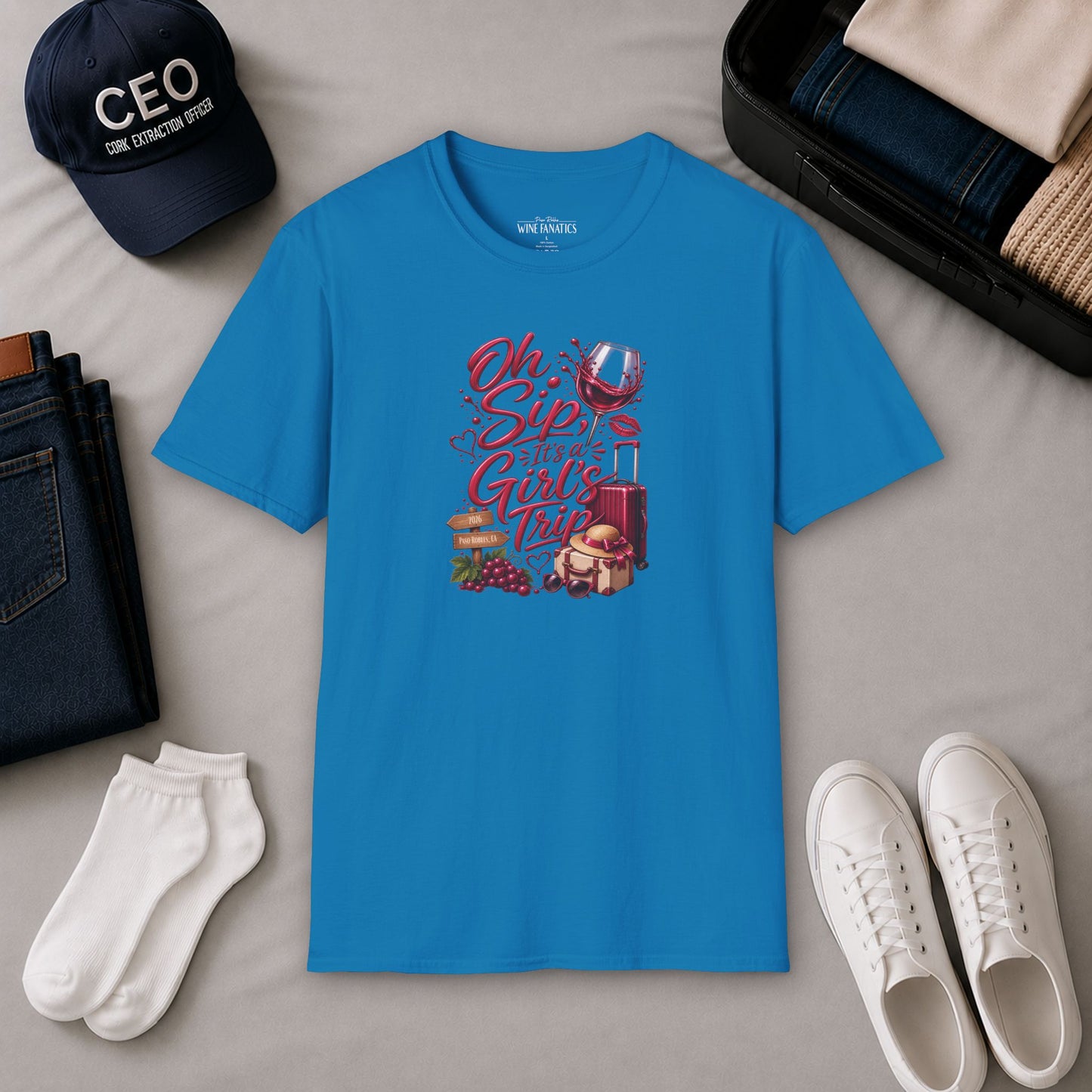 Oh Sip It's A Girl's Trip Personalized Crewneck Tee