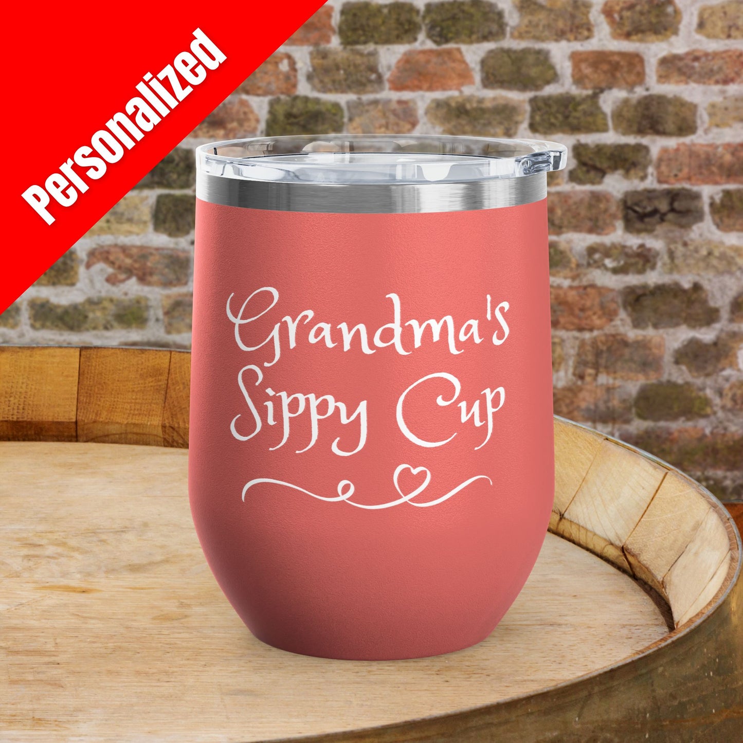 Grandma's Sippy Cup Personalized 12 oz Wine Tumbler