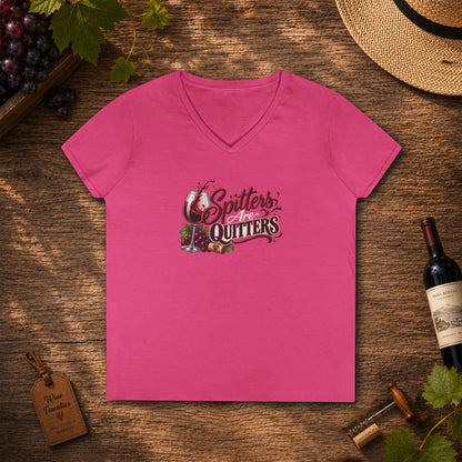Spitters Are Quitters (wine) Ladies V-Neck T-Shirt