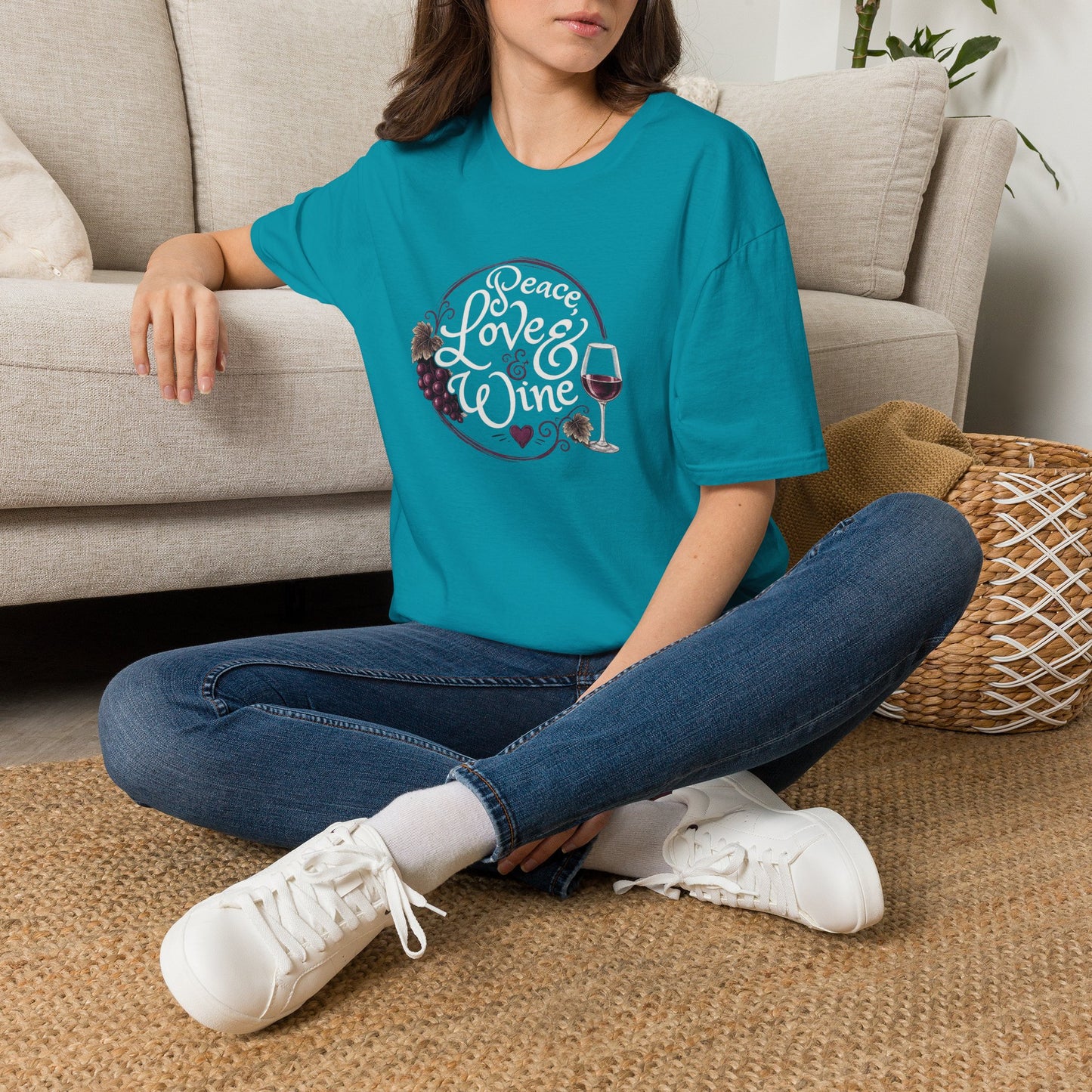 Peace, Love & Wine Crewneck Tee