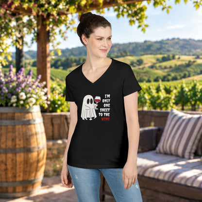 One Sheet To The Wine Ladies V-Neck Tee