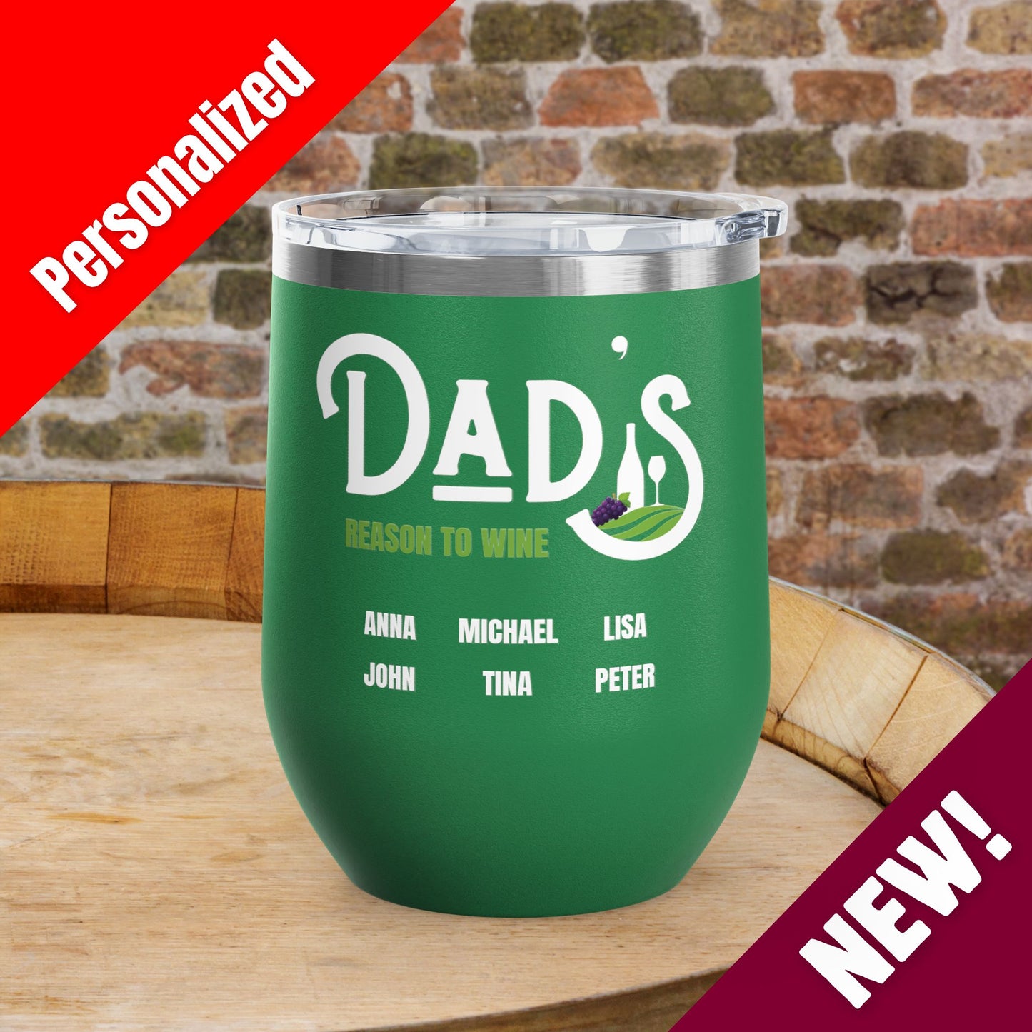 Dad's Reason To Wine Personalized Wine Tumbler