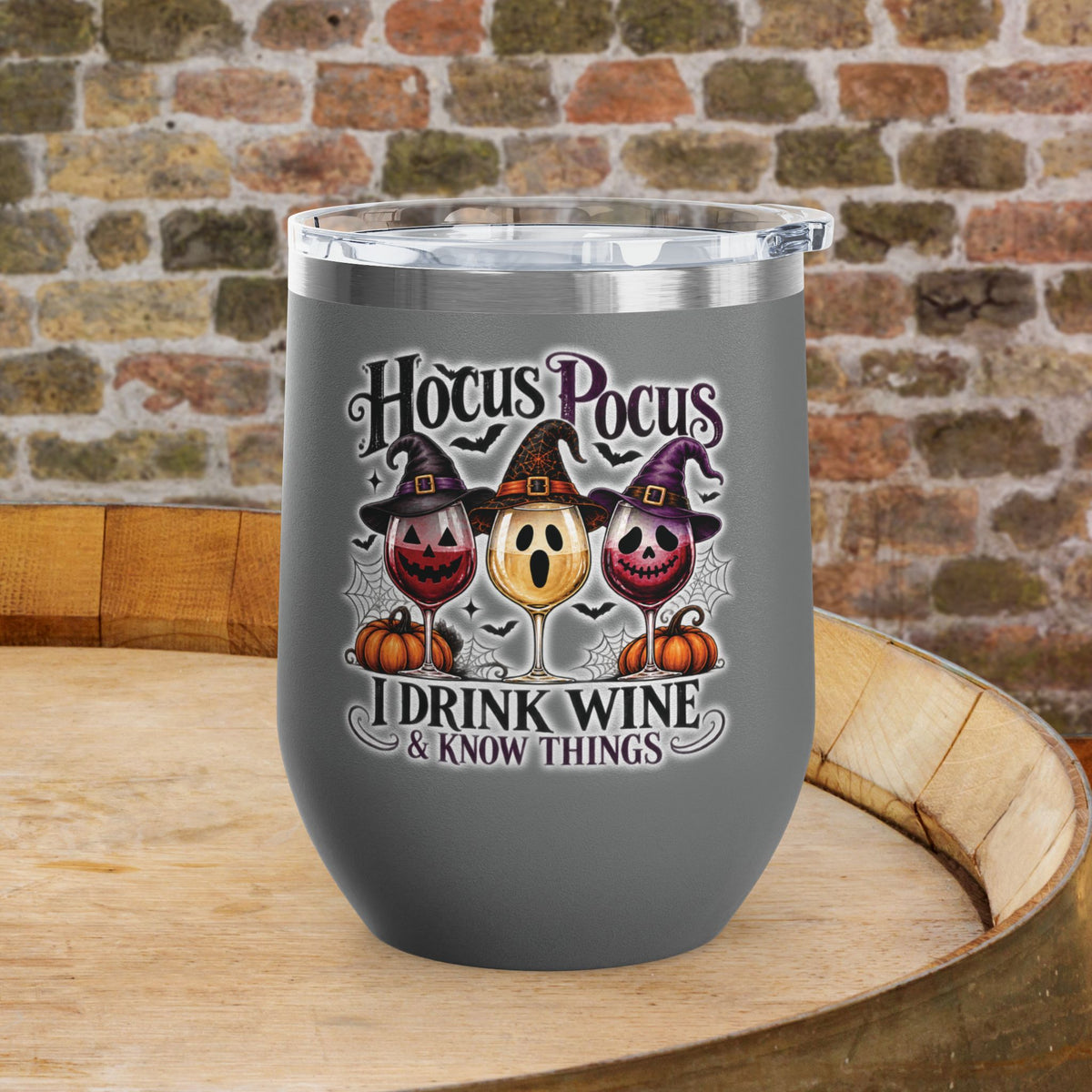 Hocus Pocus I Drink Wine & Know Things 12oz Personalized Wine Tumbler