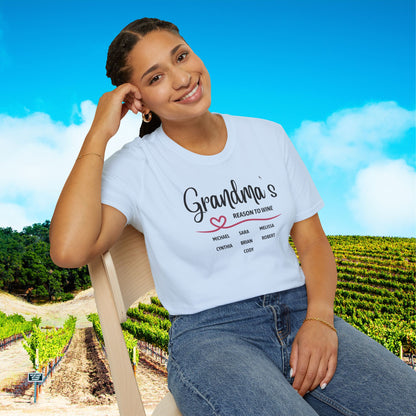 Grandma's Reason To Wine Personalized T-Shirt