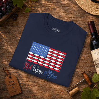 Red Wine & Blue Independence Day Unisex Softstyle T-Shirt