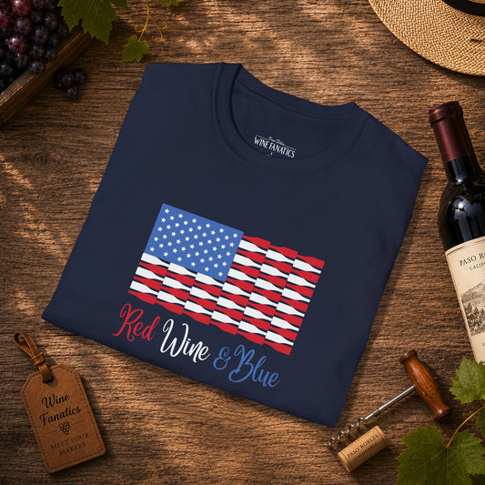 Red Wine & Blue Independence Day Unisex Softstyle T-Shirt