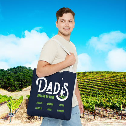 Dad's Reason To Wine Personalized Tote Bag
