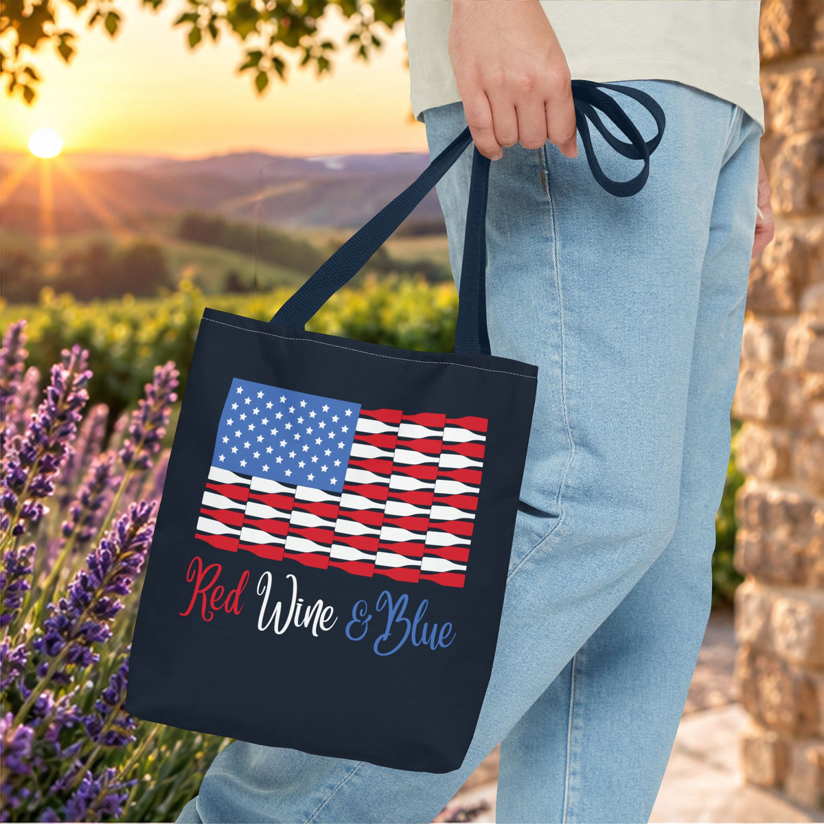 Red Wine & Blue Independence Day Personalized Tote Bag