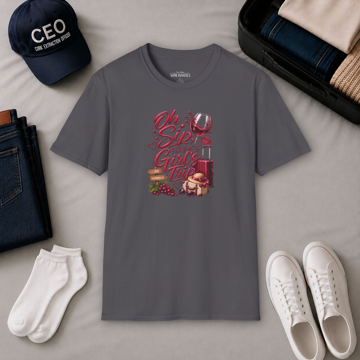 Oh Sip It's A Girl's Trip Personalized Crewneck Tee