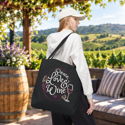 Peace Love Wine Personalized Tote Bag