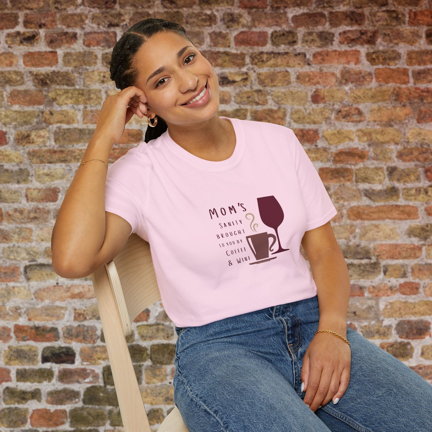 Mom's sanity brought to you by Coffee & Wine Crewneck Tee