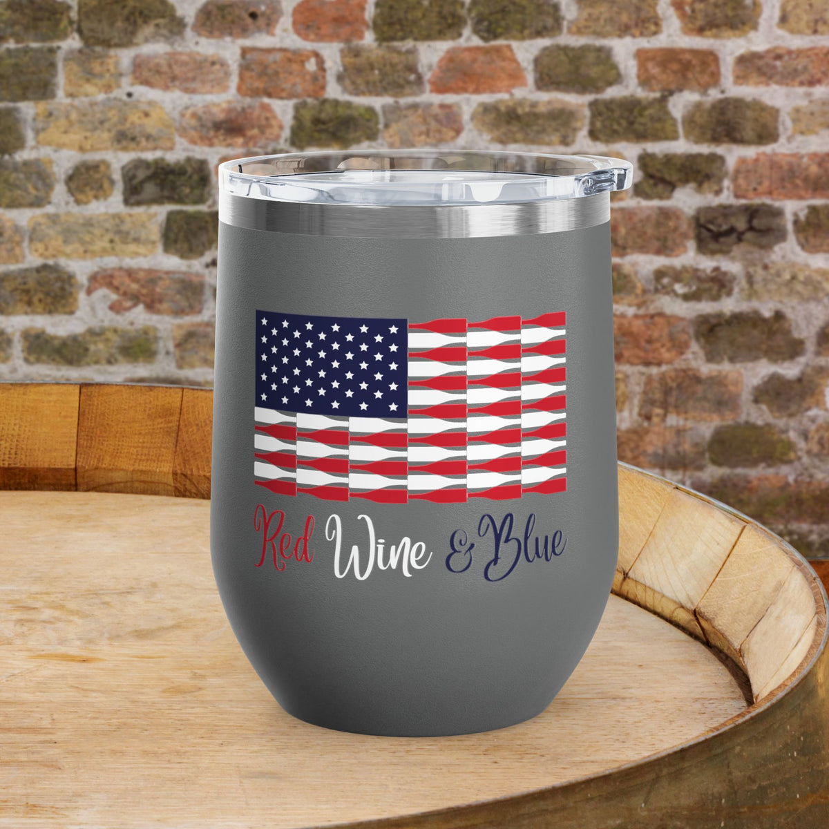 Red Wine & Blue Independence Day Personalized 12oz Wine Tumbler