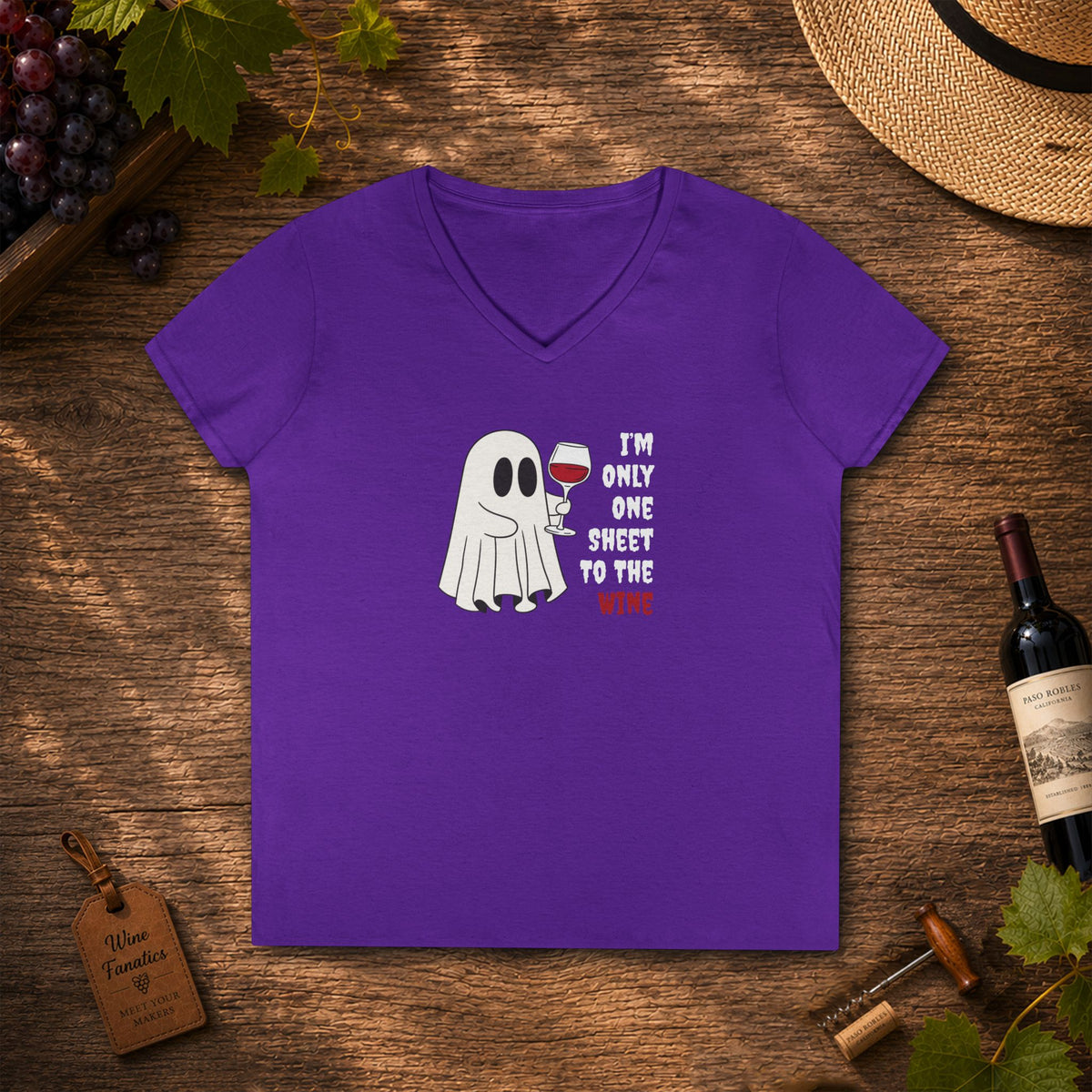 One Sheet To The Wine Ladies V-Neck Tee