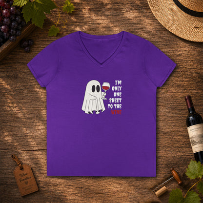 One Sheet To The Wine Ladies V-Neck Tee