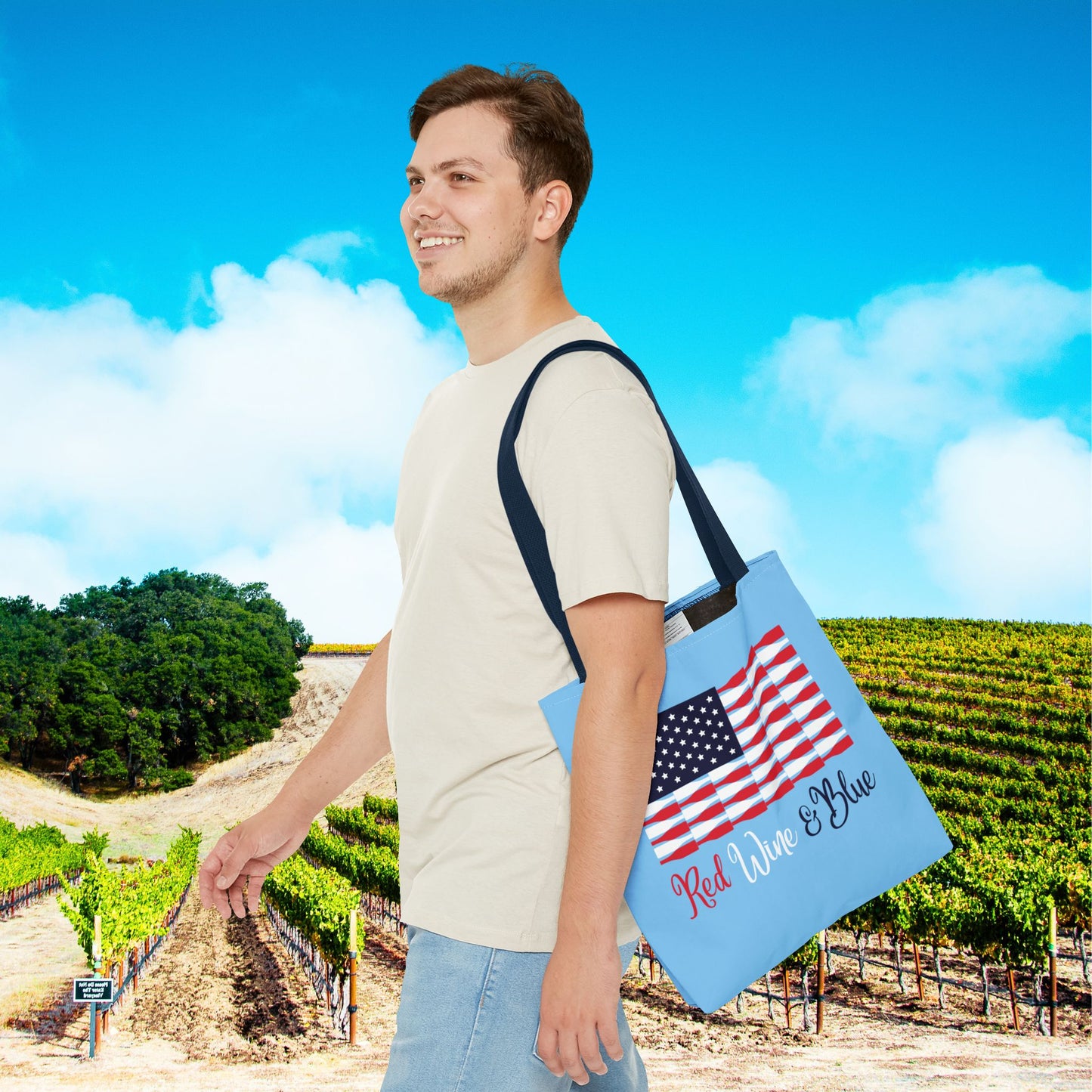 Red Wine & Blue Independence Day Personalized Tote Bag