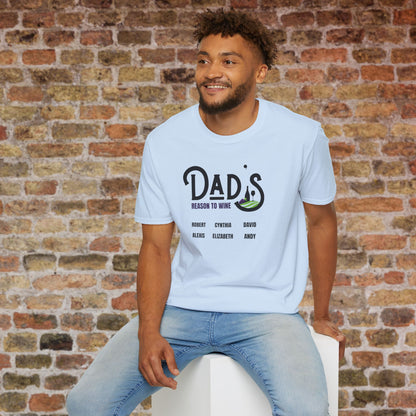 Dad's Reason To Wine Personalized Crew Neck T-Shirt