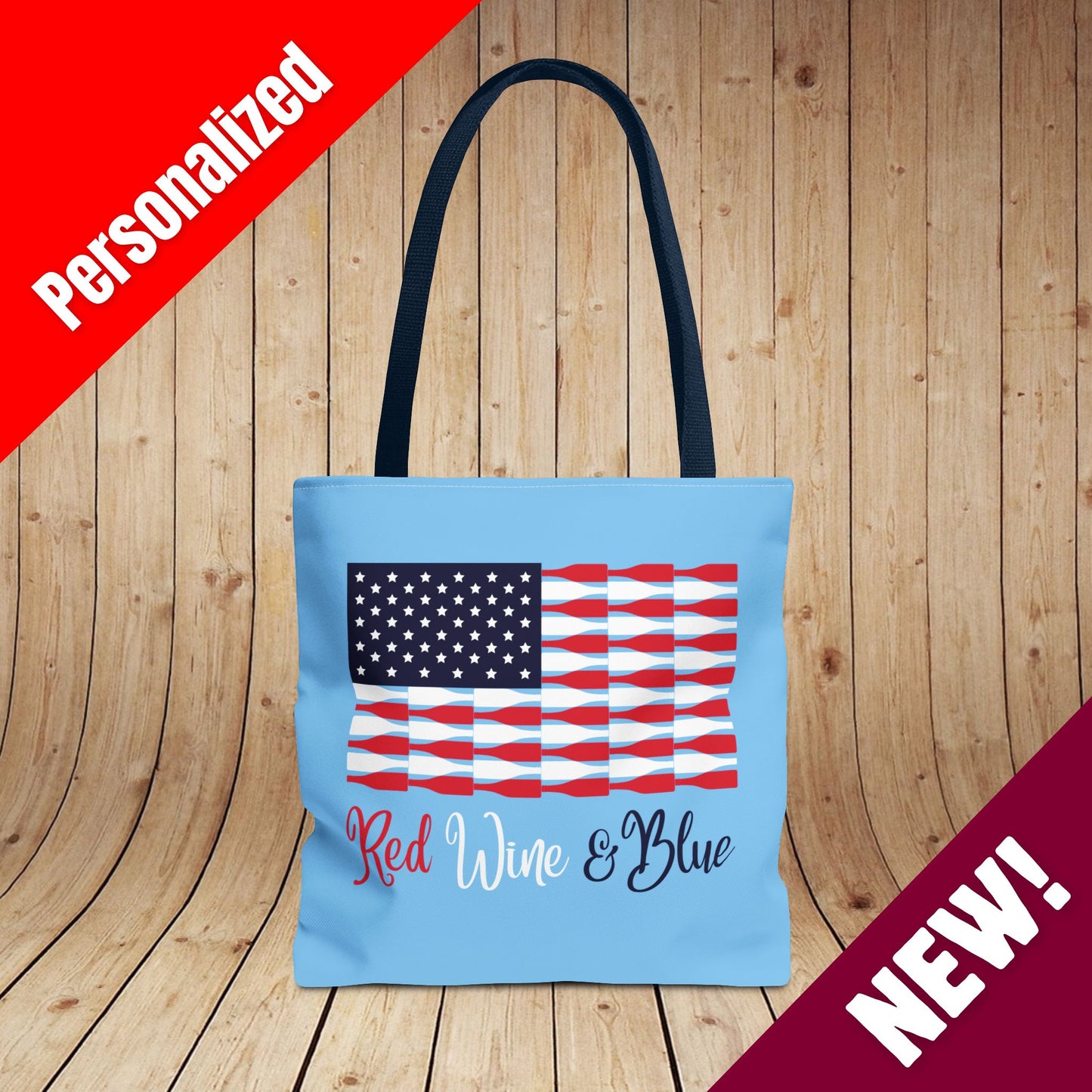Red Wine & Blue Independence Day Personalized Tote Bag