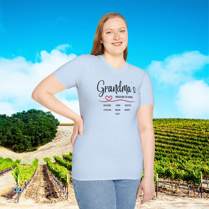 Grandma's Reason To Wine Personalized T-Shirt