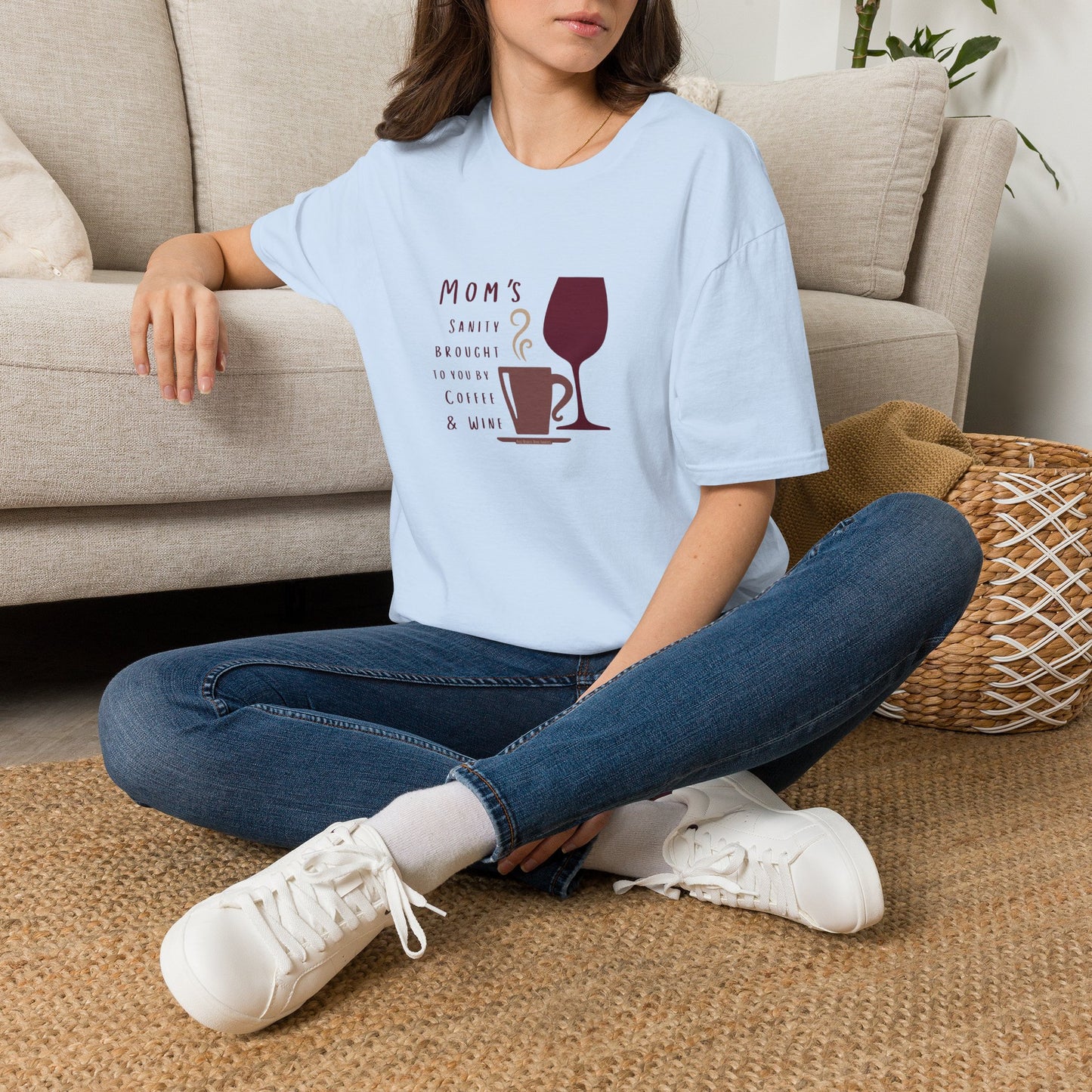 Mom's sanity brought to you by Coffee & Wine Crewneck Tee