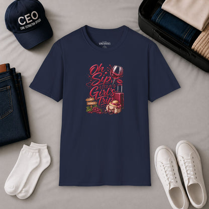 Oh Sip It's A Girl's Trip Personalized Crewneck Tee