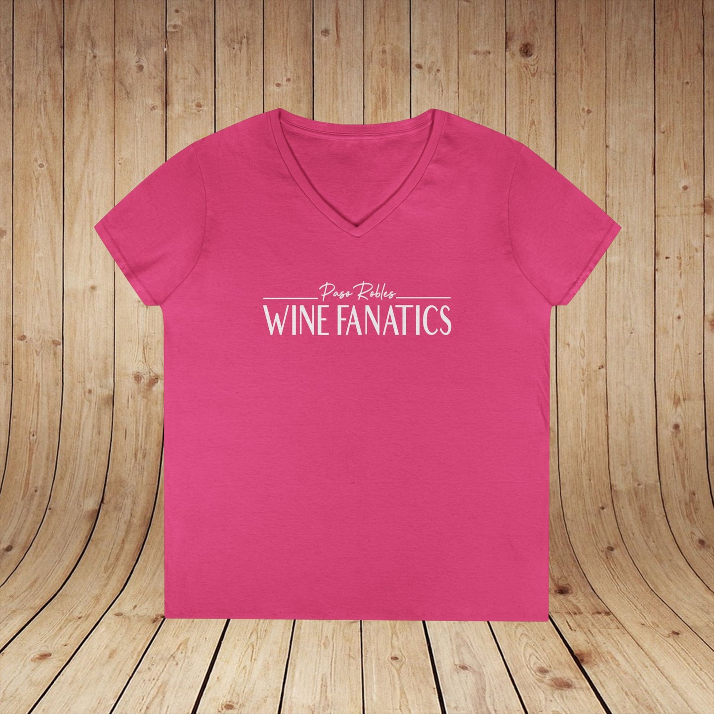 Paso Robles Wine Fanatics Logo Ladies V-Neck Tee
