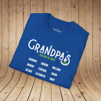 Grandpa's Reason To Wine Personalized T-Shirt