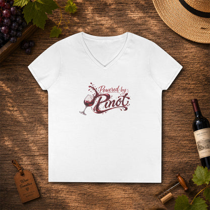 Powered By Pinot Ladies V-Neck T-Shirt