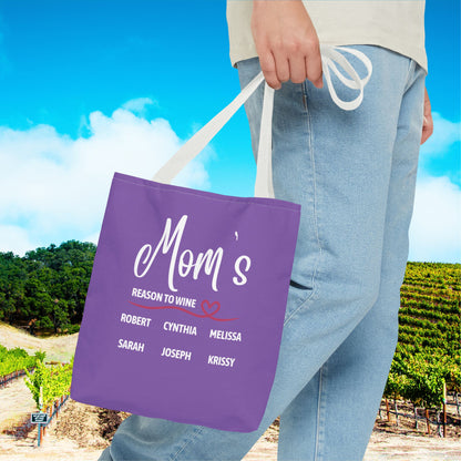 Mom's Reason To Wine Personalized Tote Bag