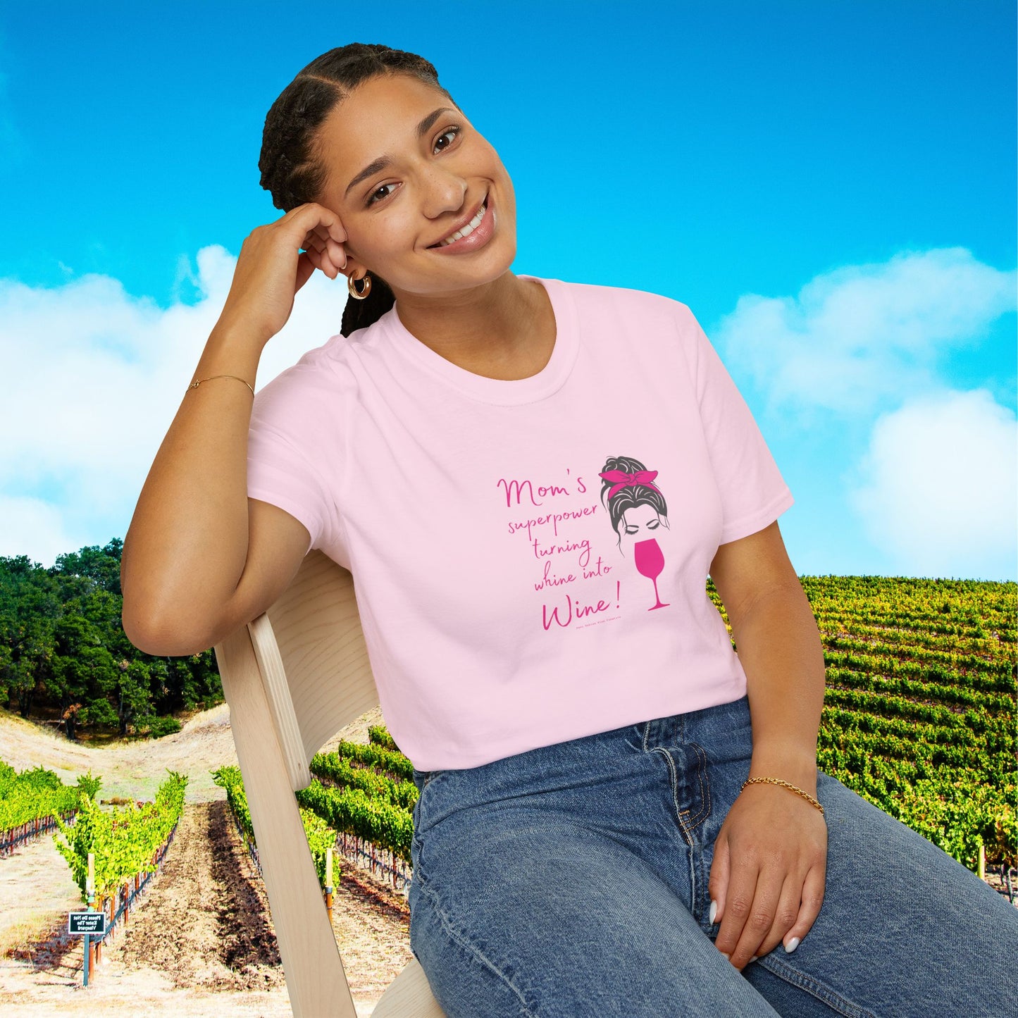 Mom's superpower, turning whine into Wine! Tee