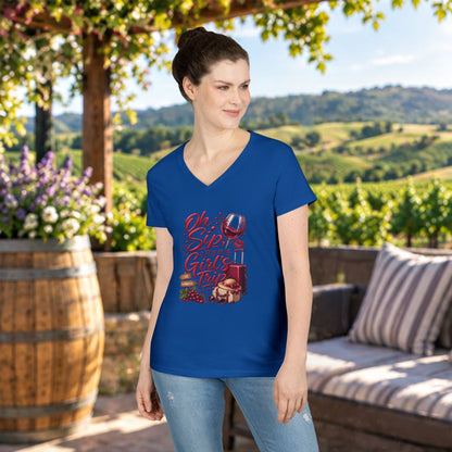 Oh Sip It's A Girl's Trip Personalized Ladies V-Neck Tee