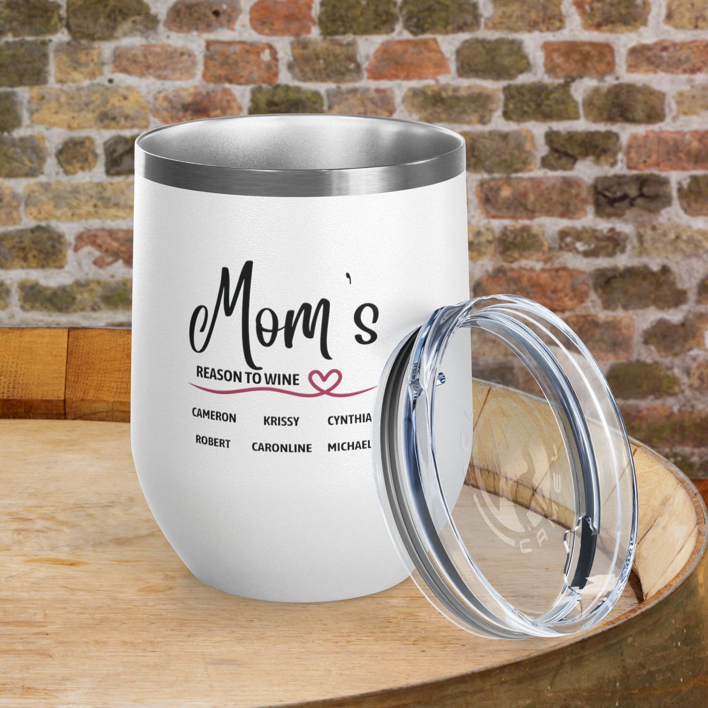 Mom's Reason To Wine Personalized 12oz Wine Tumbler