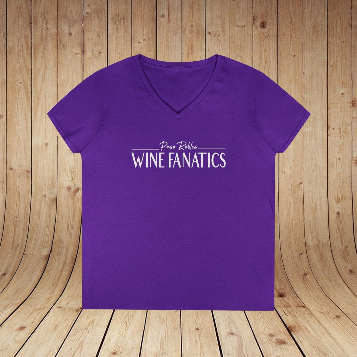 Paso Robles Wine Fanatics Logo Ladies V-Neck Tee