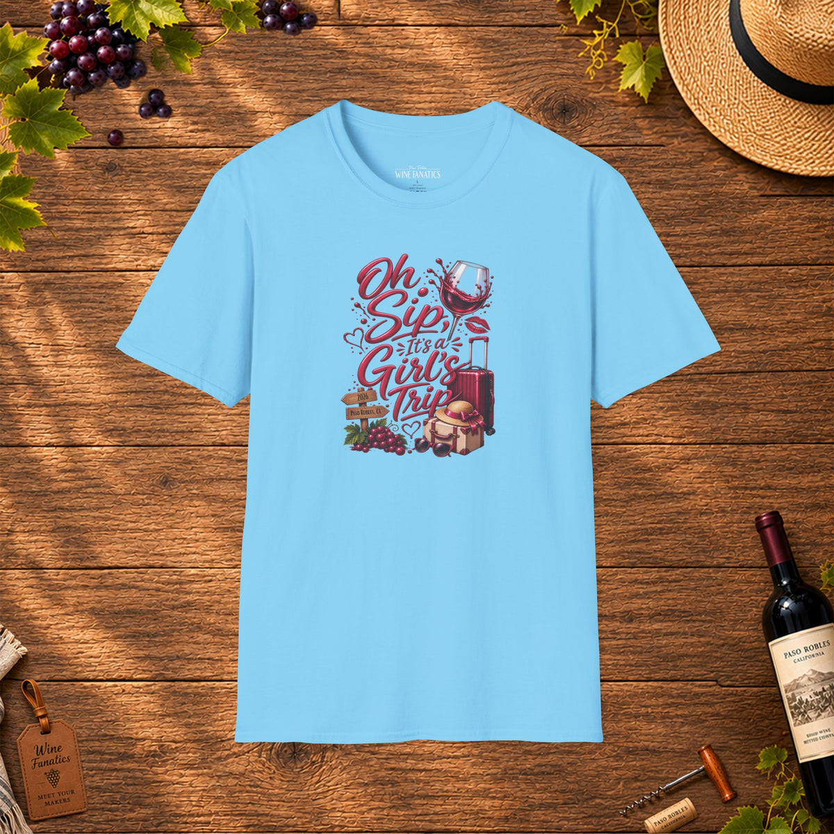 Oh Sip It's A Girl's Trip 2026 Personalized Crewneck T-Shirt