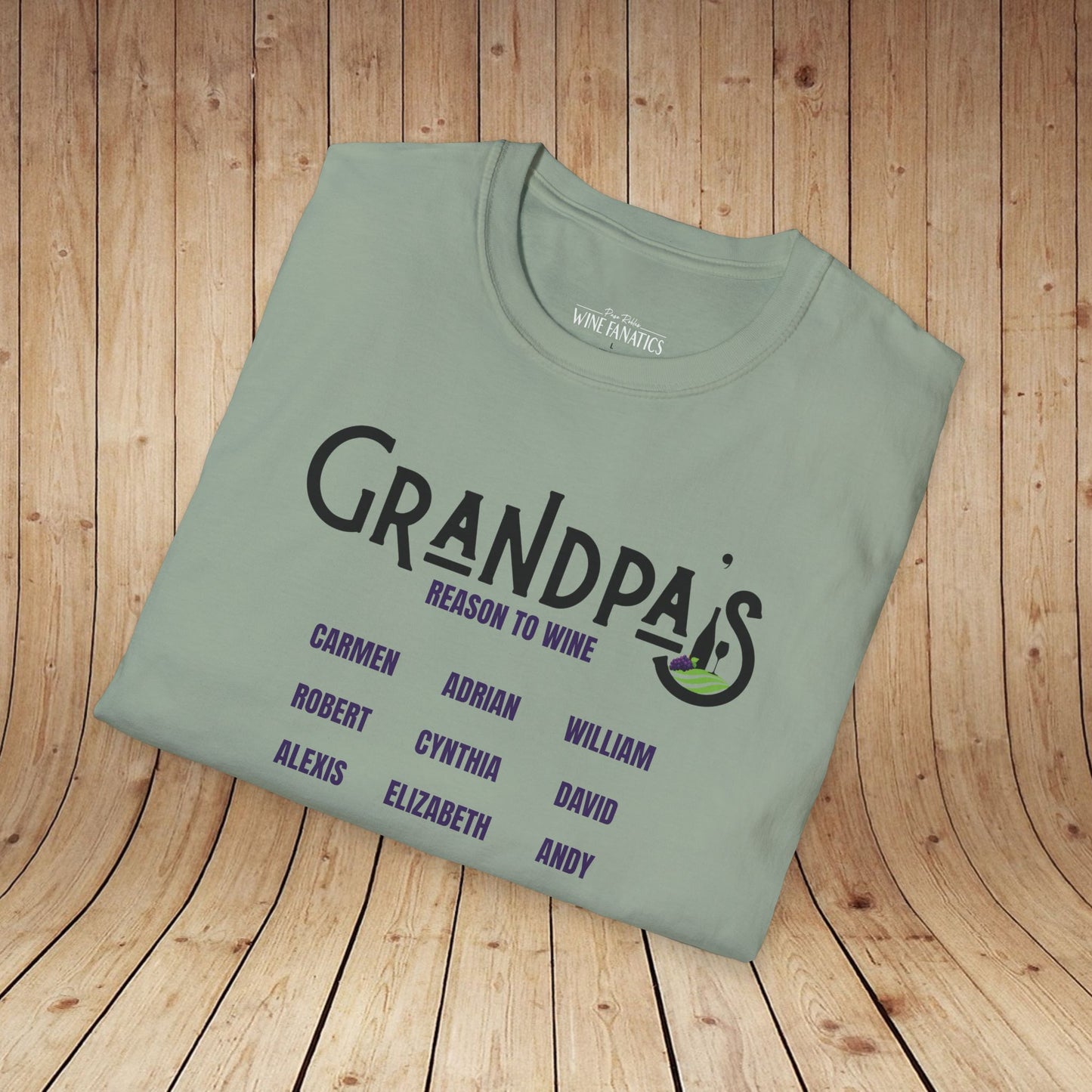 Grandpa's Reason To Wine Personalized T-Shirt