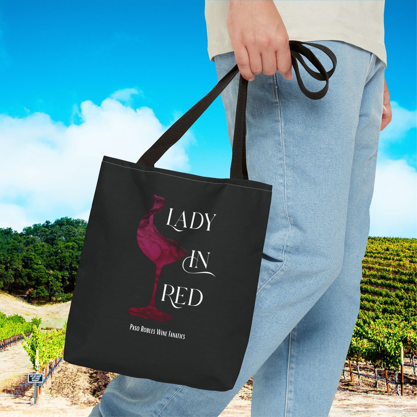 Lady In Red Tote Bag