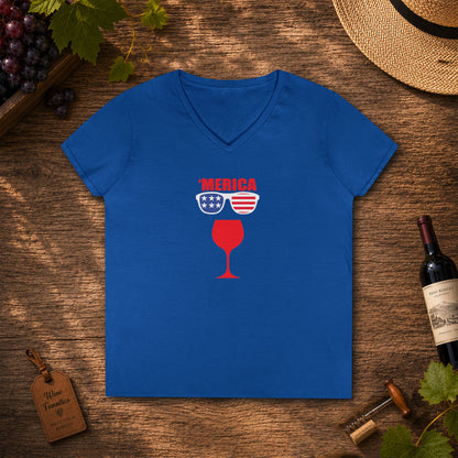 'Merica Independence Day Ladies V-Neck T-Shirt