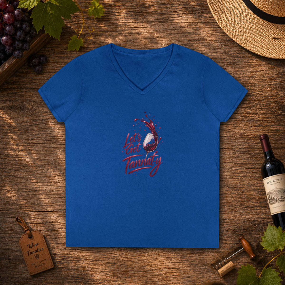 Let's Get Tannat-y Ladies V-Neck T-Shirt
