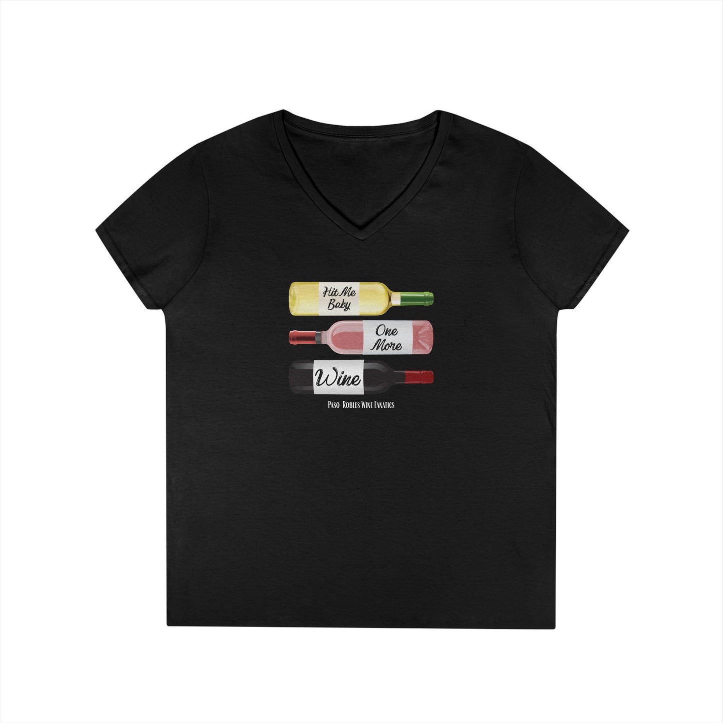 Hit Me Baby One More Wine Ladies V-Neck  Tee