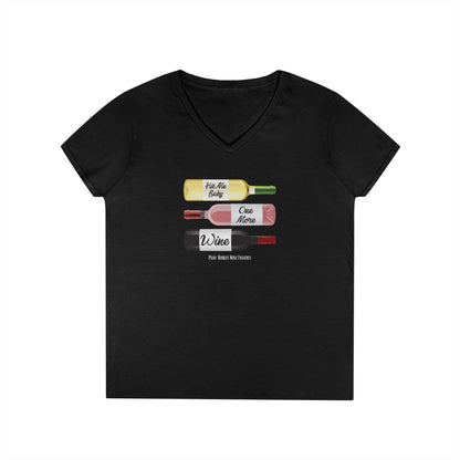 Hit Me Baby One More Wine Ladies V-Neck  Tee