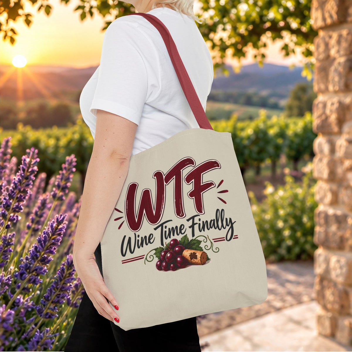 WTF Wine Time Finally Personalized Tote Bag