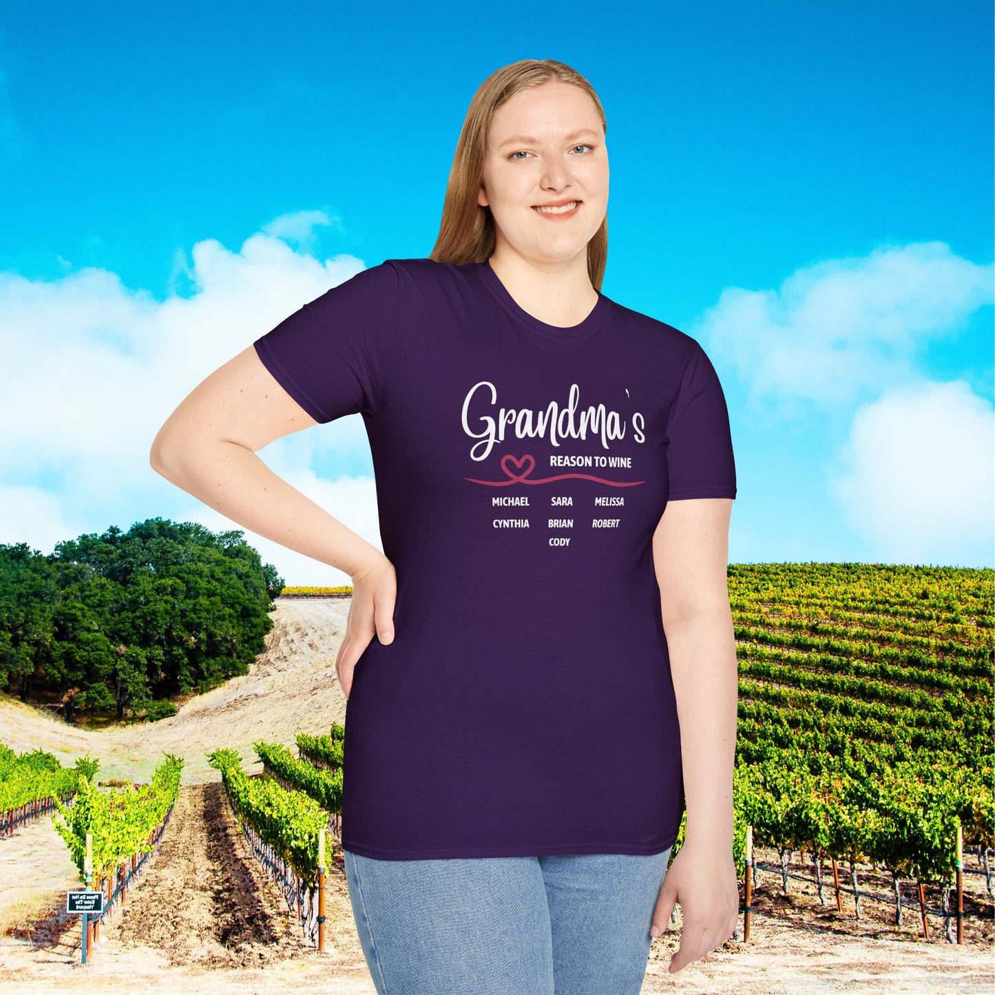 Grandma's Reason To Wine Personalized T-Shirt