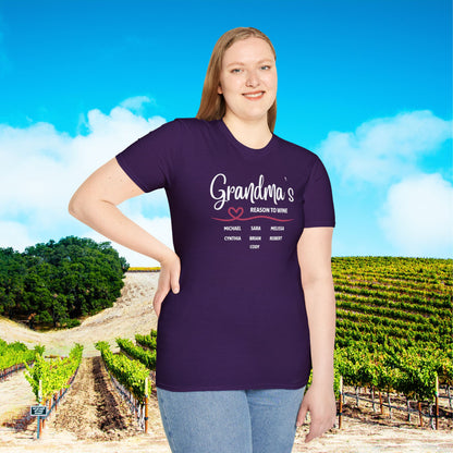 Grandma's Reason To Wine Personalized T-Shirt